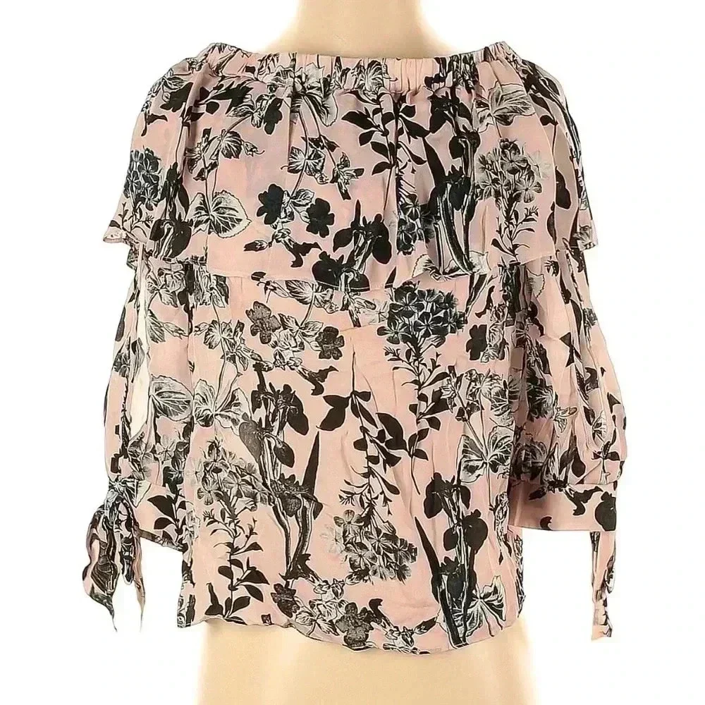 Parker Mandy Blouse Off the Shoulder SILK Blouse Pearl Paradise Women’s Size XS